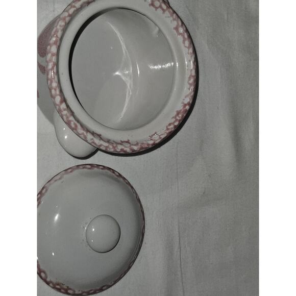 Stoneware Small Serving Casserole Dish Or Sugar Bowl 1 Pint Pink Heart - Picture 3 of 4